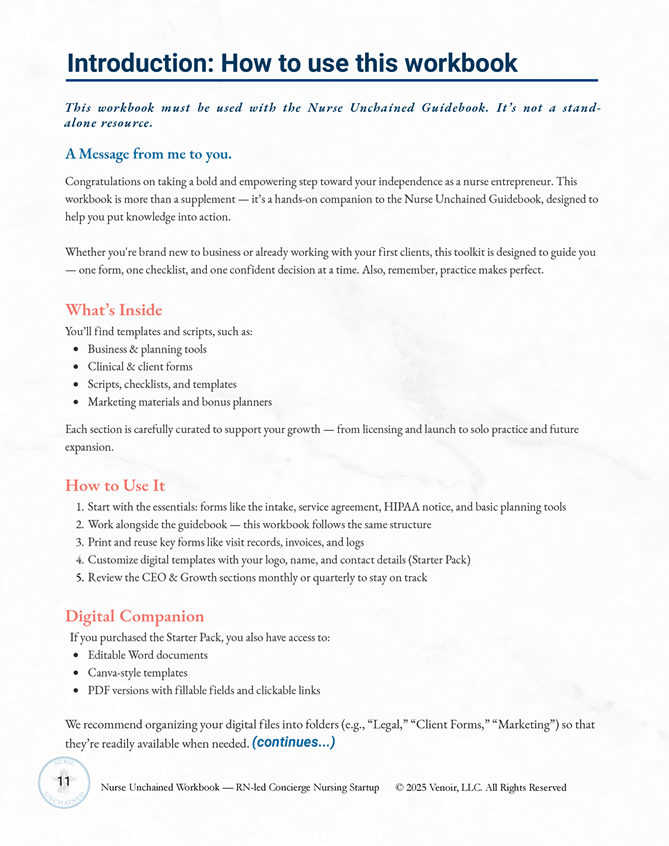 Concierge Nursing Startup Bundle – Guidebook (PDF) + Workbook (Print) – Nurse Unchained™ - Image 6