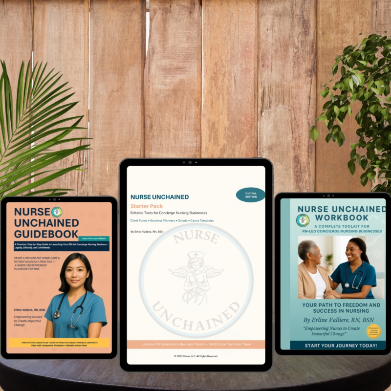 The Full Concierge Nursing Startup Suite - (PDF Guidebook + PDF Workbook + Starter Pack PDF) – Nurse Unchained™